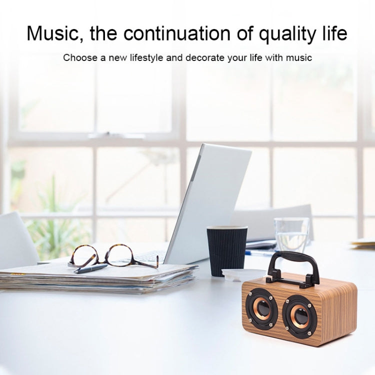 FT-4002 木製ワイヤレス Bluetoothポータブルレトロサブウーファースピーカー TFカード＆USB MP3再生対応 ブラック木目、イエロウッド目、レッド木目