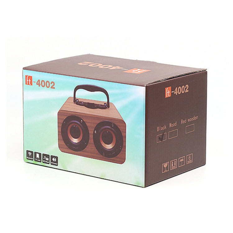 FT-4002 木製ワイヤレス Bluetoothポータブルレトロサブウーファースピーカー TFカード＆USB MP3再生対応 ブラック木目、イエロウッド目、レッド木目