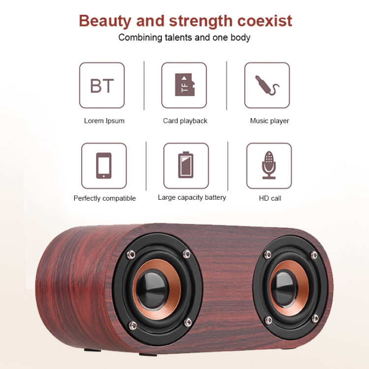 Q8 Bluetooth 4.2 クラシック木製ダブルホーン Bluetoothスピーカー Q8（レッド木目）、Q8（ウォールナット目）
