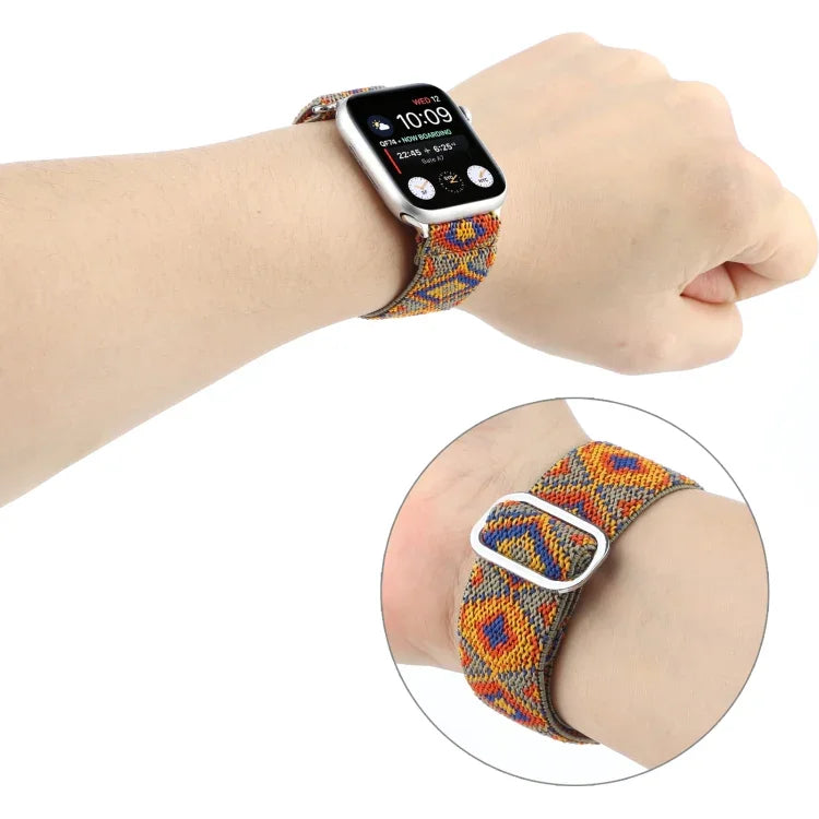 メタル日本製バックル伸縮ナイロン交換用ウォッチバンド、Apple Watch シリーズ7 45mm / 6 & SE & 5 & 4 44mm / 3 & 2 & 1 42mm用、Apple Watch シリーズ8&7 41mm / SE 2&6&SE&5&4 40mm / 3&2&1 38mm用