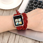 手織りレザーウォッチバンド Apple Watch Series 6 & SE & 5 & 4 40mm / 3 & 2 & 1 38mm用、Apple Watch Series 7 41mm / 6 & SE & 5 & 4 40mm / 3 & 2 & 1 38mm用、Apple Watch Series 8&7 41mm / SE 2&6&SE&5&4 40mm / 3&2&1 38mm用