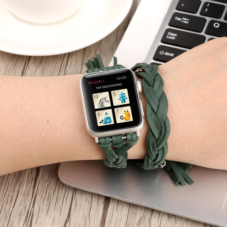 手織りレザーウォッチバンド Apple Watch Series 6 & SE & 5 & 4 40mm / 3 & 2 & 1 38mm用、Apple Watch Series 7 41mm / 6 & SE & 5 & 4 40mm / 3 & 2 & 1 38mm用、Apple Watch Series 8&7 41mm / SE 2&6&SE&5&4 40mm / 3&2&1 38mm用