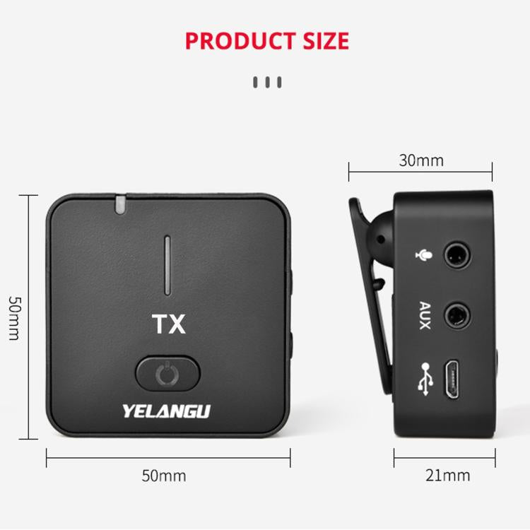YELANGU MX5 2.4Gライブ配信インタビュー撮影用ワイヤレス録音マイク