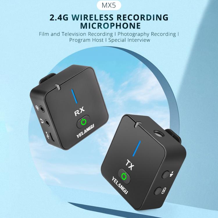 YELANGU MX5 2.4Gライブ配信インタビュー撮影用ワイヤレス録音マイク
