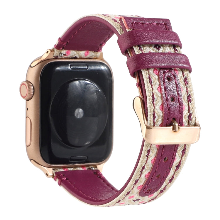 エスニックレザーウォッチバンド Apple Watch Series 6 & SE & 5 & 4 40mm / 3 & 2 & 1 38mm用、Apple Watch Series 7 41mm / 6 & SE & 5 & 4 40mm / 3 & 2 & 1 38mm用