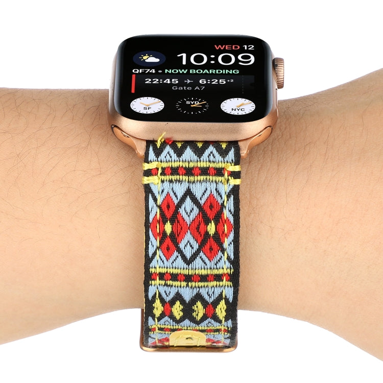 エスニックレザーウォッチバンド Apple Watch Series 6 & SE & 5 & 4 40mm / 3 & 2 & 1 38mm用、Apple Watch Series 7 41mm / 6 & SE & 5 & 4 40mm / 3 & 2 & 1 38mm用