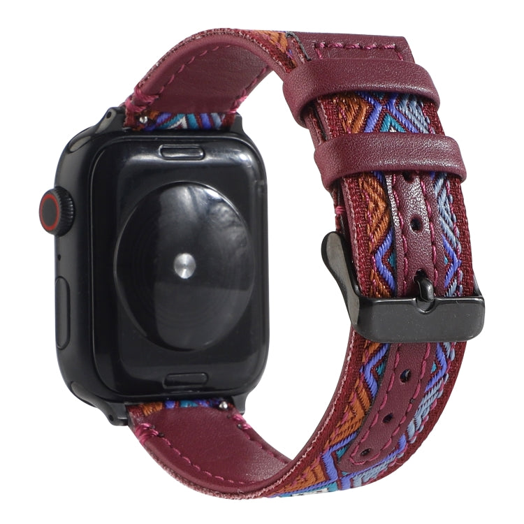 エスニックレザーウォッチバンド Apple Watch Series 6 & SE & 5 & 4 40mm / 3 & 2 & 1 38mm用、Apple Watch Series 7 41mm / 6 & SE & 5 & 4 40mm / 3 & 2 & 1 38mm用