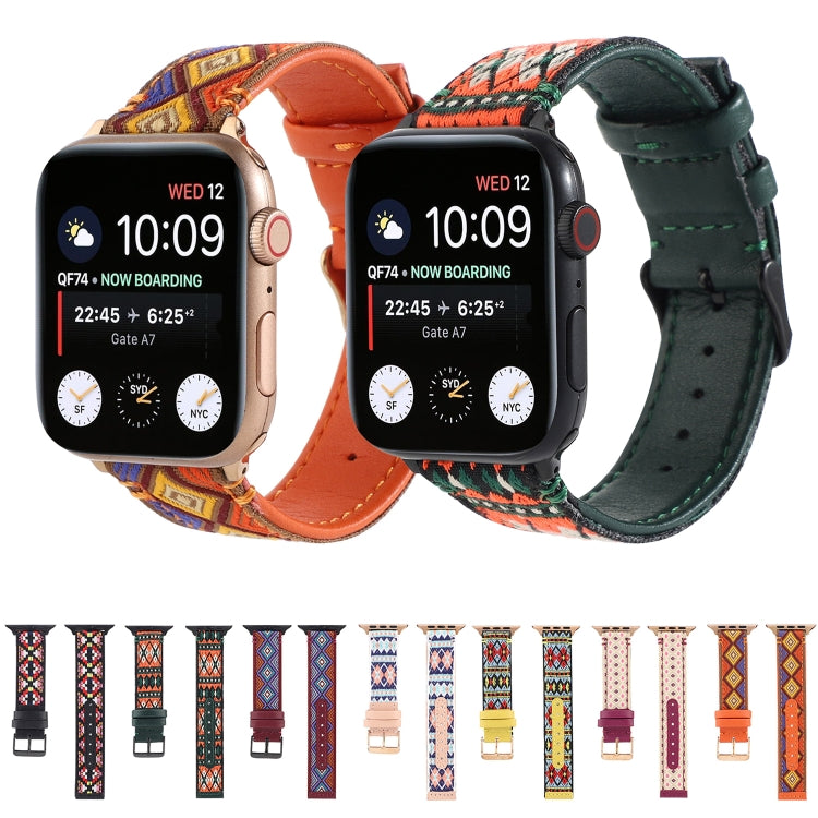 エスニックレザーウォッチバンド Apple Watch Series 6 & SE & 5 & 4 40mm / 3 & 2 & 1 38mm用、Apple Watch Series 7 41mm / 6 & SE & 5 & 4 40mm / 3 & 2 & 1 38mm用