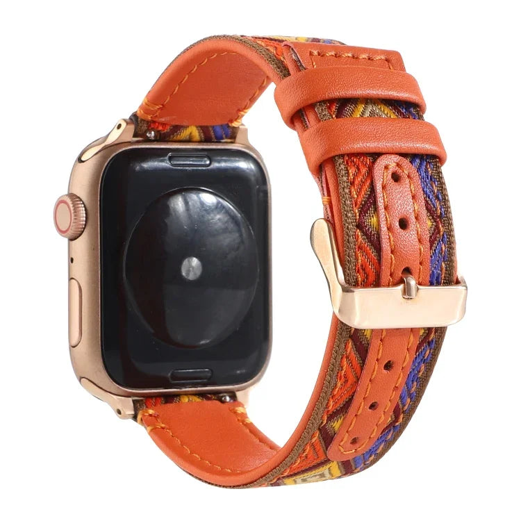 エスニックレザーウォッチバンド Apple Watch Series 6 & SE & 5 & 4 44mm / 3 & 2 & 1 42mm用、Apple Watch Series 7 45mm / 6 & SE & 5 & 4 44mm / 3 & 2 & 1 42mm用