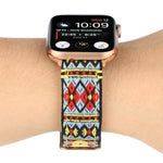 エスニックレザーウォッチバンド Apple Watch Series 6 & SE & 5 & 4 44mm / 3 & 2 & 1 42mm用、Apple Watch Series 7 45mm / 6 & SE & 5 & 4 44mm / 3 & 2 & 1 42mm用