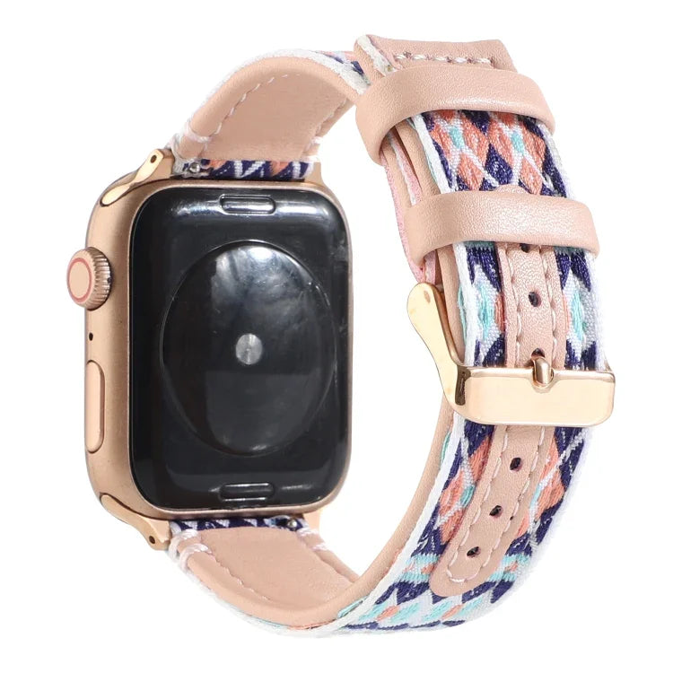 エスニックレザーウォッチバンド Apple Watch Series 6 & SE & 5 & 4 44mm / 3 & 2 & 1 42mm用、Apple Watch Series 7 45mm / 6 & SE & 5 & 4 44mm / 3 & 2 & 1 42mm用