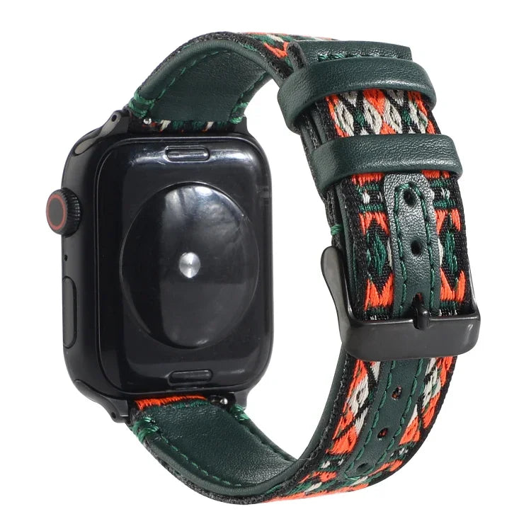 エスニックレザーウォッチバンド Apple Watch Series 6 & SE & 5 & 4 44mm / 3 & 2 & 1 42mm用、Apple Watch Series 7 45mm / 6 & SE & 5 & 4 44mm / 3 & 2 & 1 42mm用