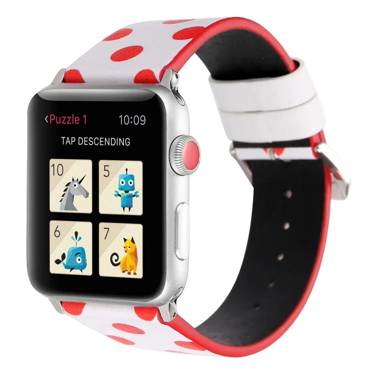 ファッションウェーブドットシリーズ レザー交換用ウォッチバンド Apple Watch Series 6 & SE & 5 & 4 40mm / 3 & 2 & 1 38mm用、Apple Watch Series 8&7 41mm / SE 2&6&SE&5&4 40mm / 3&2&1 38mm用