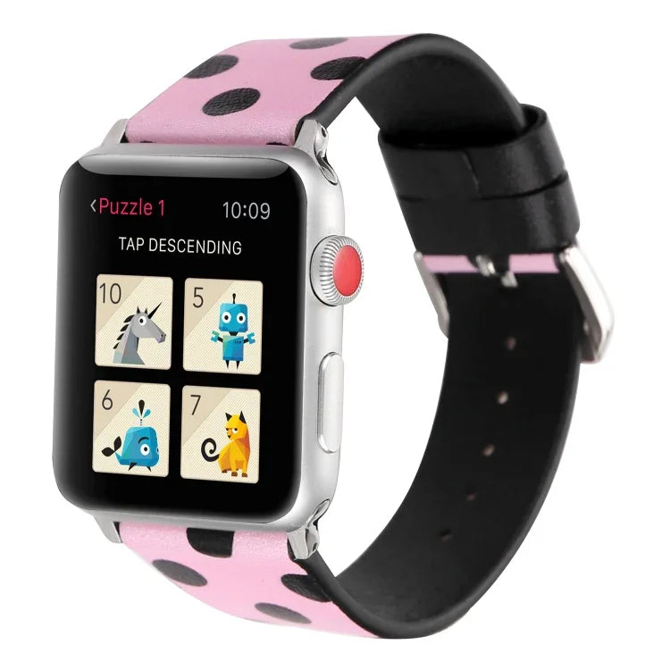 ファッションウェーブドットシリーズ レザー交換用ウォッチバンド Apple Watch Series 6 & SE & 5 & 4 40mm / 3 & 2 & 1 38mm用、Apple Watch Series 8&7 41mm / SE 2&6&SE&5&4 40mm / 3&2&1 38mm用