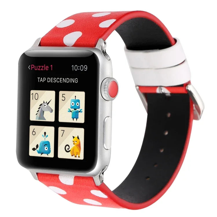 ファッションウェーブドットシリーズ レザー交換用ウォッチバンド Apple Watch Series 6 & SE & 5 & 4 40mm / 3 & 2 & 1 38mm用、Apple Watch Series 8&7 41mm / SE 2&6&SE&5&4 40mm / 3&2&1 38mm用
