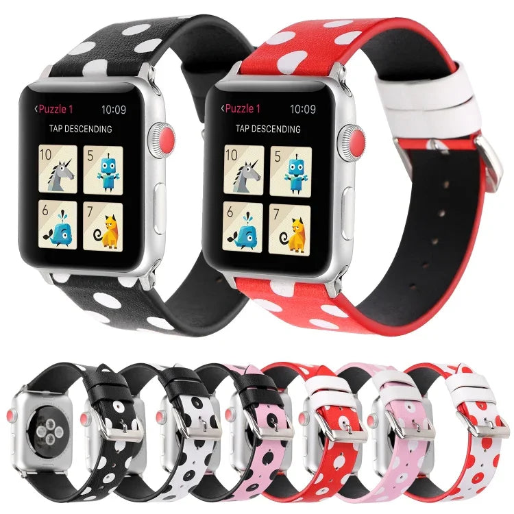 ファッションウェーブドットシリーズ レザー交換用ウォッチバンド Apple Watch Series 6 & SE & 5 & 4 40mm / 3 & 2 & 1 38mm用、Apple Watch Series 8&7 41mm / SE 2&6&SE&5&4 40mm / 3&2&1 38mm用