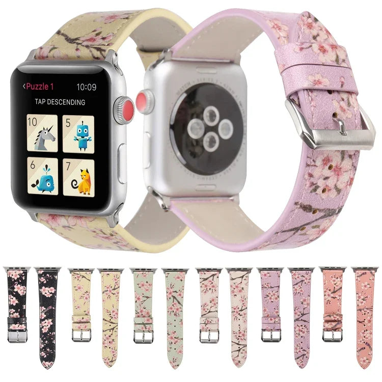 プラムシリーズ レザー交換用ウォッチバンド Apple Watch Series 6 & SE & 5 & 4 44mm / 3 & 2 & 1 42mm用、Apple Watch Ultra 49mm / Series 8&7 45mm / SE 2&6&SE&5&4 44mm / 3&2&1 42mm用、Apple Watch Series 7 45mm / 6 & SE & 5 & 4 44mm / 3 & 2 & 1 42mm用