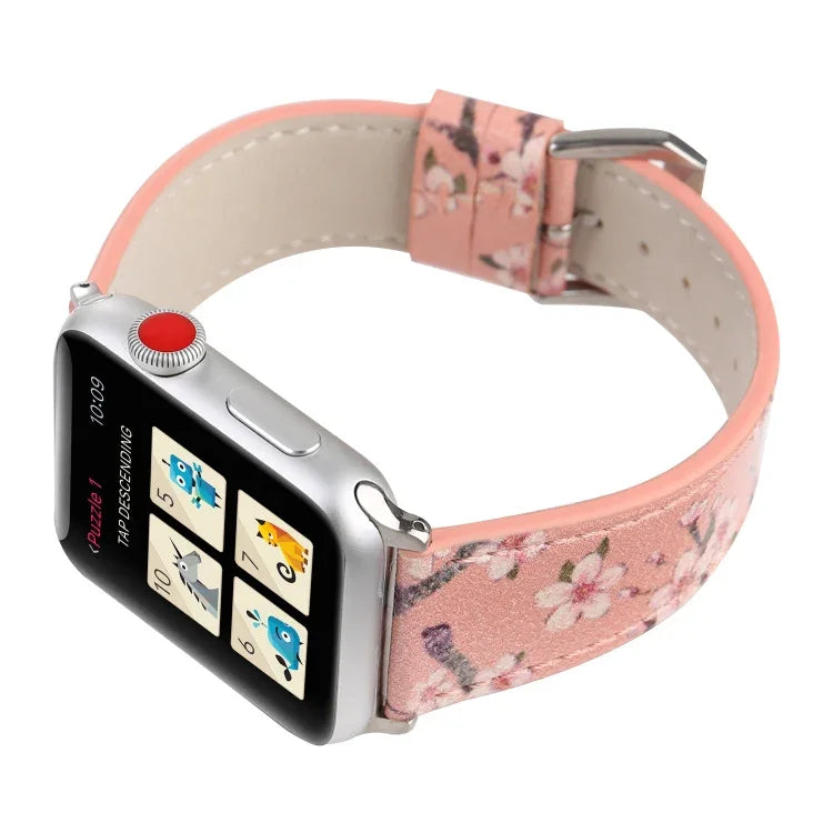 プラムシリーズ レザー交換用ウォッチバンド Apple Watch Series 6 & SE & 5 & 4 40mm / 3 & 2 & 1 38mm用、Apple Watch Series 8&7 41mm / SE 2&6&SE&5&4 40mm / 3&2&1 38mm用、Apple Watch Series 7 41mm / 6 & SE & 5 & 4 40mm / 3 & 2 & 1 38mm用