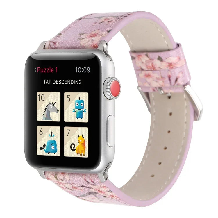 プラムシリーズ レザー交換用ウォッチバンド Apple Watch Series 6 & SE & 5 & 4 40mm / 3 & 2 & 1 38mm用、Apple Watch Series 8&7 41mm / SE 2&6&SE&5&4 40mm / 3&2&1 38mm用、Apple Watch Series 7 41mm / 6 & SE & 5 & 4 40mm / 3 & 2 & 1 38mm用