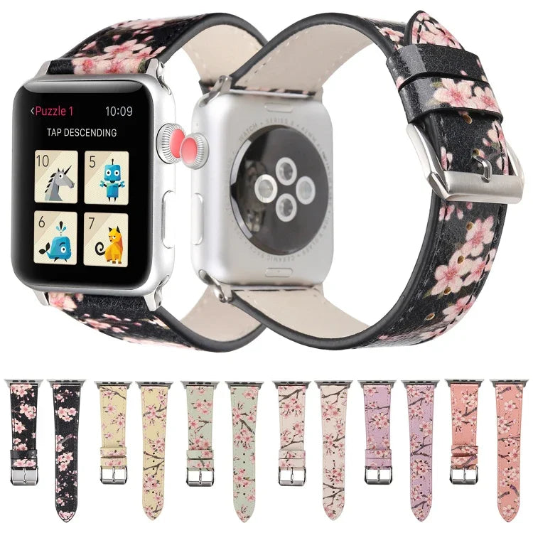 プラムシリーズ レザー交換用ウォッチバンド Apple Watch Series 6 & SE & 5 & 4 40mm / 3 & 2 & 1 38mm用、Apple Watch Series 8&7 41mm / SE 2&6&SE&5&4 40mm / 3&2&1 38mm用、Apple Watch Series 7 41mm / 6 & SE & 5 & 4 40mm / 3 & 2 & 1 38mm用