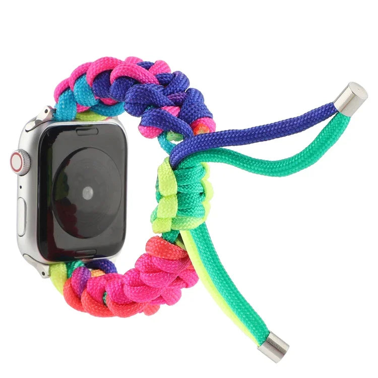 アンブレラコードレインボーウォッチバンド Apple Watch Series 6 & SE & 5 & 4 40mm / 3 & 2 & 1 38mm用、Apple Watch Series 8&7 41mm / SE 2&6&SE&5&4 40mm / 3&2&1 38mm用、Apple Watch Series 7 41mm / 6 & SE & 5 & 4 40mm / 3 & 2 & 1 38mm用