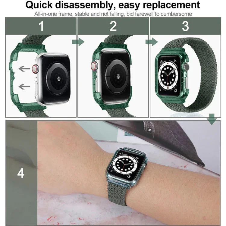 ウィーブ交換用リストストラップウォッチバンド フレーム付き Apple Watch Series 6 & SE & 5 & 4 44mm / 3 & 2 & 1 42mm用、128mm、135mm、140mm、145mm、150mm、155mm、160mm、165mm