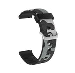 カモフラージュ シリコン交換用リストストラップ シルバーバックル付き, 20mm Samsung Galaxy Watch 3 41mm 用, 22mm Samsung Galaxy Watch 3 45mm 用, 20mm Samsung Galaxy Watch Active2 44mm 用, 20mm Huawei Watch GT 2 42mm 用