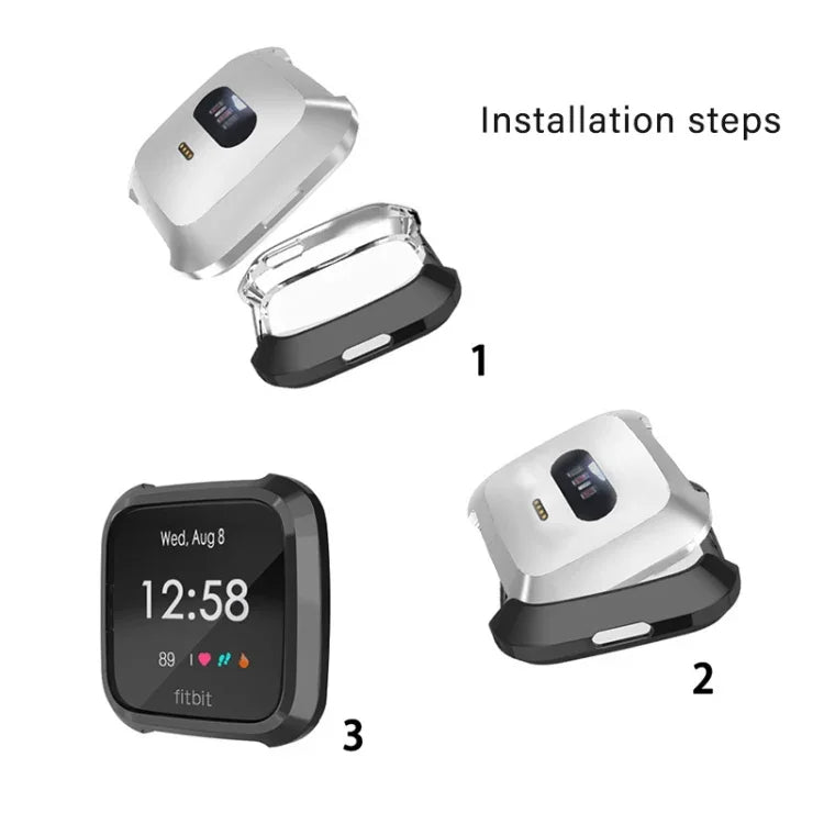 Fitbit Versa Liteスマートウォッチ用全面保護メッキTPU保護ケース