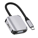 HW-6002 2イン1 タイプC / USB-C から HDMI + VGA アダプターコンバーター、HW-6002