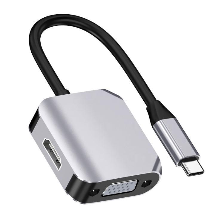 HW-6002 2イン1 タイプC / USB-C から HDMI + VGA アダプターコンバーター、HW-6002