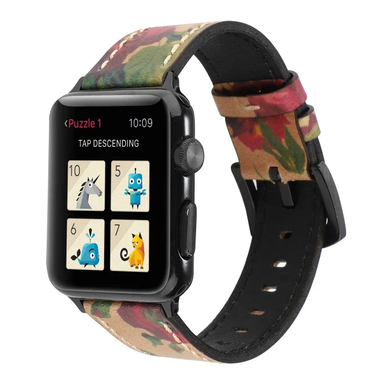 Apple Watch Series 6 & SE & 5 & 4 44mm / 3 & 2 & 1 42mm用 レトロヘッドレイヤーカウハイド本革ウォッチバンド、Apple Watch Series 7 45mm / 6 & SE & 5 & 4 44mm / 3 & 2 & 1 42mm用