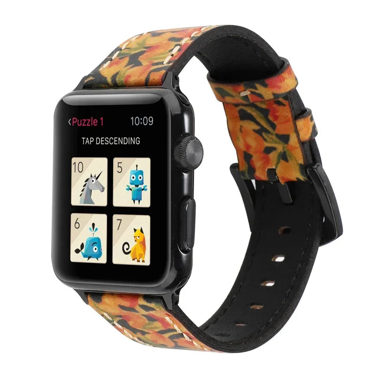 Apple Watch Series 6 & SE & 5 & 4 44mm / 3 & 2 & 1 42mm用 レトロヘッドレイヤーカウハイド本革ウォッチバンド、Apple Watch Series 7 45mm / 6 & SE & 5 & 4 44mm / 3 & 2 & 1 42mm用