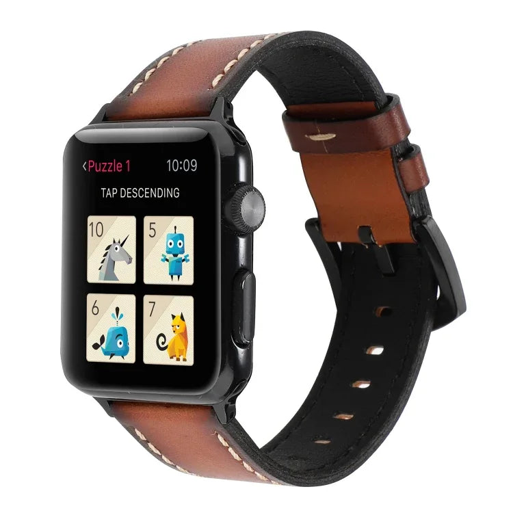 Apple Watch Series 6 & SE & 5 & 4 40mm / 3 & 2 & 1 38mm用 レトロヘッドレイヤーカウハイド本革ウォッチバンド、Apple Watch Series 8&7 41mm / SE 2&6&SE&5&4 40mm / 3&2&1 38mm用、Apple Watch Series 7 41mm / 6 & SE & 5 & 4 40mm / 3 & 2 & 1 38mm用