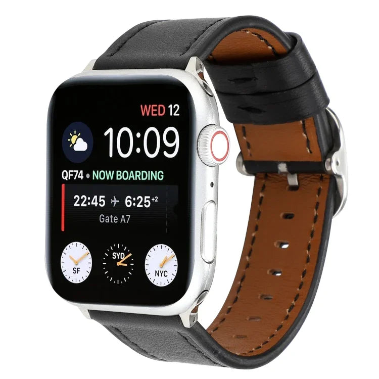 モダンスタイルバックル本革ストラップ、Apple Watch Series 7 41mm / 6 & SE & 5 & 4 40mm / 3 & 2 & 1 38mm用、Apple Watch Series 7 45mm / 6 & SE & 5 & 4 44mm / 3 & 2 & 1 42mm用