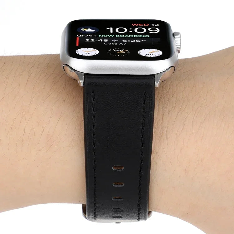 モダンスタイルバックル本革ストラップ、Apple Watch Series 7 41mm / 6 & SE & 5 & 4 40mm / 3 & 2 & 1 38mm用、Apple Watch Series 7 45mm / 6 & SE & 5 & 4 44mm / 3 & 2 & 1 42mm用