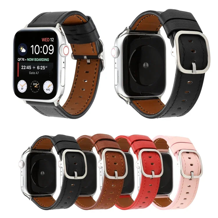 モダンスタイルバックル本革ストラップ、Apple Watch Series 7 41mm / 6 & SE & 5 & 4 40mm / 3 & 2 & 1 38mm用、Apple Watch Series 7 45mm / 6 & SE & 5 & 4 44mm / 3 & 2 & 1 42mm用