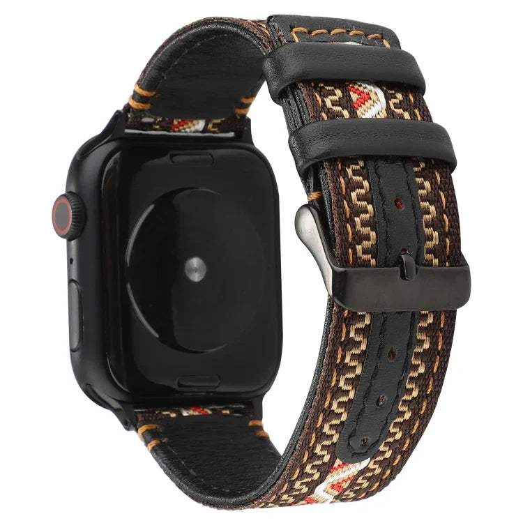 エスニックスタイル本革ストラップ、Apple Watch Series 7 41mm / 6 & SE & 5 & 4 40mm / 3 & 2 & 1 38mm用、Apple Watch Series 7 45mm / 6 & SE & 5 & 4 44mm / 3 & 2 & 1 42mm用