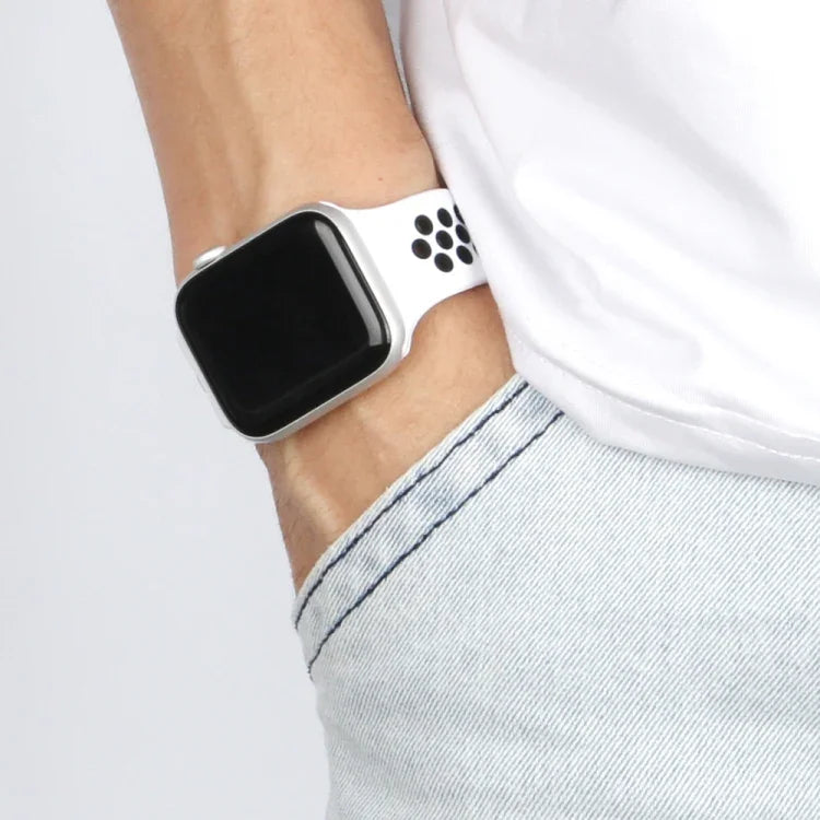 伸縮シリコンウォッチバンド Apple Watch Series 6 & SE & 5 & 4 44mm / 3 & 2 & 1 42mm用、150mm（ブラックホワイト）、150mm（ライトピンクホワイト）、150mm（ブルーホワイト）、160mm（ライトピンクホワイト）
