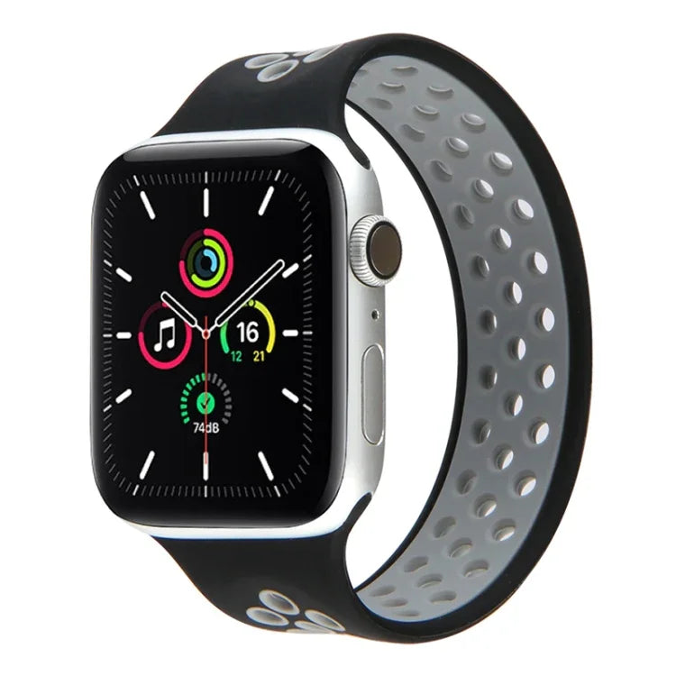 伸縮シリコンウォッチバンド Apple Watch Series 6 & SE & 5 & 4 40mm / 3 & 2 & 1 38mm用、長さ:160mm、160mm（ホワイトブラック）、160mm（ブラック）、160mm（ブラックイエロー）、160mm（ブラックグレー）、160mm（レッドブラック）、160mm（ブラックホワイト）、160mm（ブラックレッド）