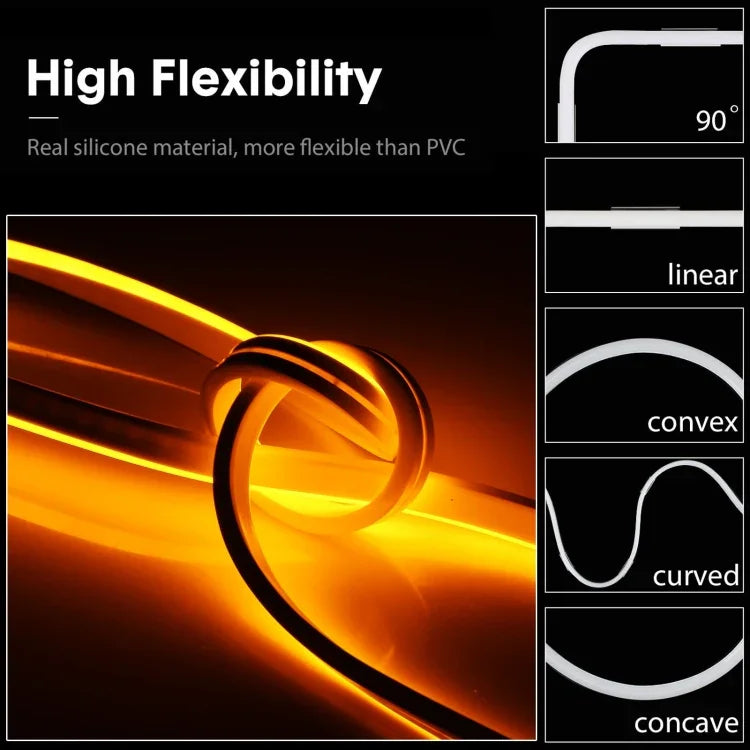 CJ-1206 12V 6A 5m IP65 Waterproof Silicone Neon LED Strip Light, US Plug