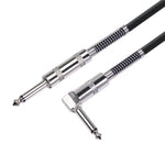 TC048SL 6.35mmプラグ ストレートからエルボー エレキギター用オーディオケーブル、1.8m、3m、6m、10m