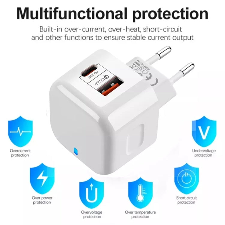 20W PD + QC 3.0 デュアルポート トラベルチャージャー 電源アダプター、USプラグ、EUプラグ、UKプラグ