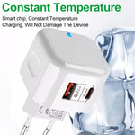 20W PD + QC 3.0 デュアルポート トラベルチャージャー 電源アダプター、USプラグ、EUプラグ、UKプラグ