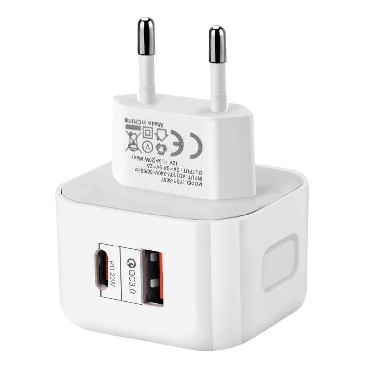 20W PD + QC 3.0 デュアルポート トラベルチャージャー 電源アダプター、USプラグ、EUプラグ、UKプラグ