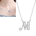 Women Fashion S925 Sterling Silver English Alphabet Pendant Necklace, C, H, K, M