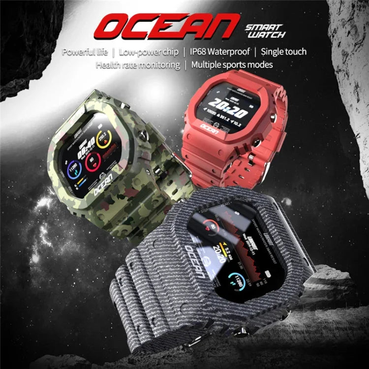 Lokmat OCEAN 1.14インチTFTタッチスクリーン IP68防水スマートウォッチ、情報通知 / 睡眠モニター / スポーツ記録対応
