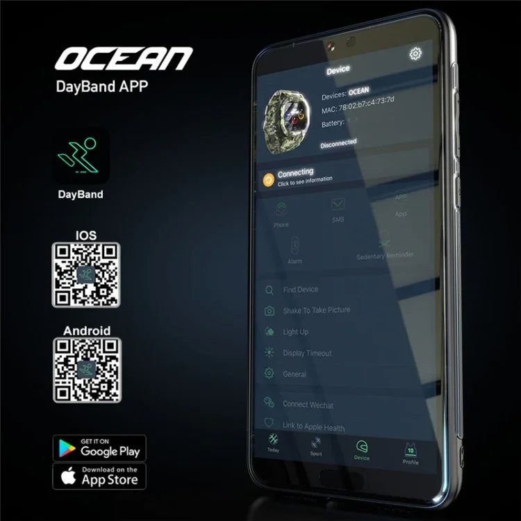 Lokmat OCEAN 1.14インチTFTタッチスクリーン IP68防水スマートウォッチ、情報通知 / 睡眠モニター / スポーツ記録対応