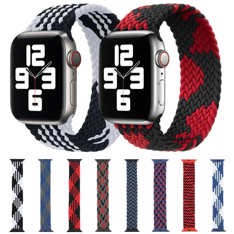 Apple Watch Series 6 & SE & 5 & 4 44mm / 3 & 2 & 1 42mm用 プラスチックバックル ミックスカラーナイロン編みシングルループ交換用ウォッチバンド, S, M, L, XL, XXL