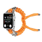 Apple Watch Ultra 49mm / Series 8&7 45mm / SE 2&6&SE&5&4 44mm / 3&2&1 42mm、Apple Watch Series 8&7 41mm / SE 2&6&SE&5&4 40mm / 3&2&1 38mm用 スカルアンブレラコード編みウォッチストラップ