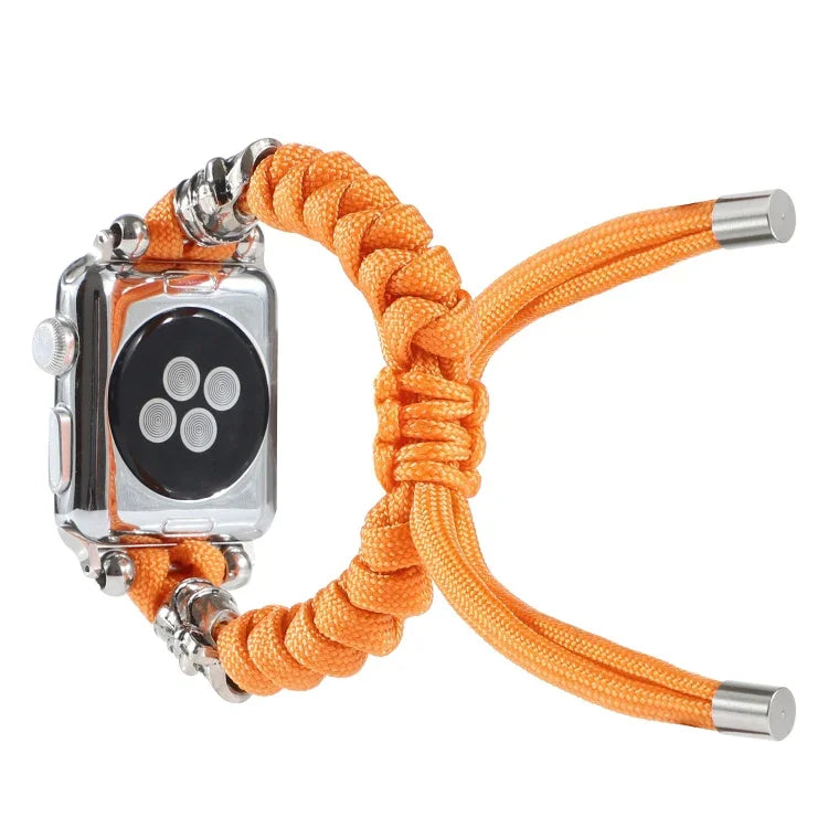 Apple Watch Ultra 49mm / Series 8&7 45mm / SE 2&6&SE&5&4 44mm / 3&2&1 42mm、Apple Watch Series 8&7 41mm / SE 2&6&SE&5&4 40mm / 3&2&1 38mm用 スカルアンブレラコード編みウォッチストラップ